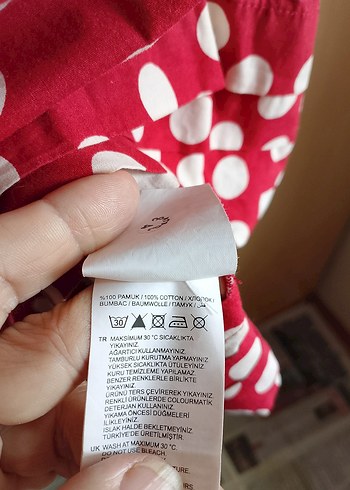 Kırmızı Puantiyeli Pamuklu Elbise - Görsel 5