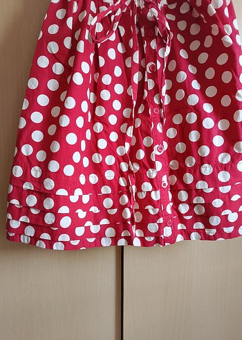 Kırmızı Puantiyeli Pamuklu Elbise - Görsel 6