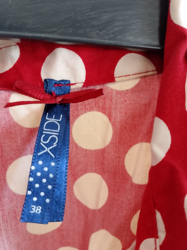 Kırmızı Puantiyeli Pamuklu Elbise - Görsel 3