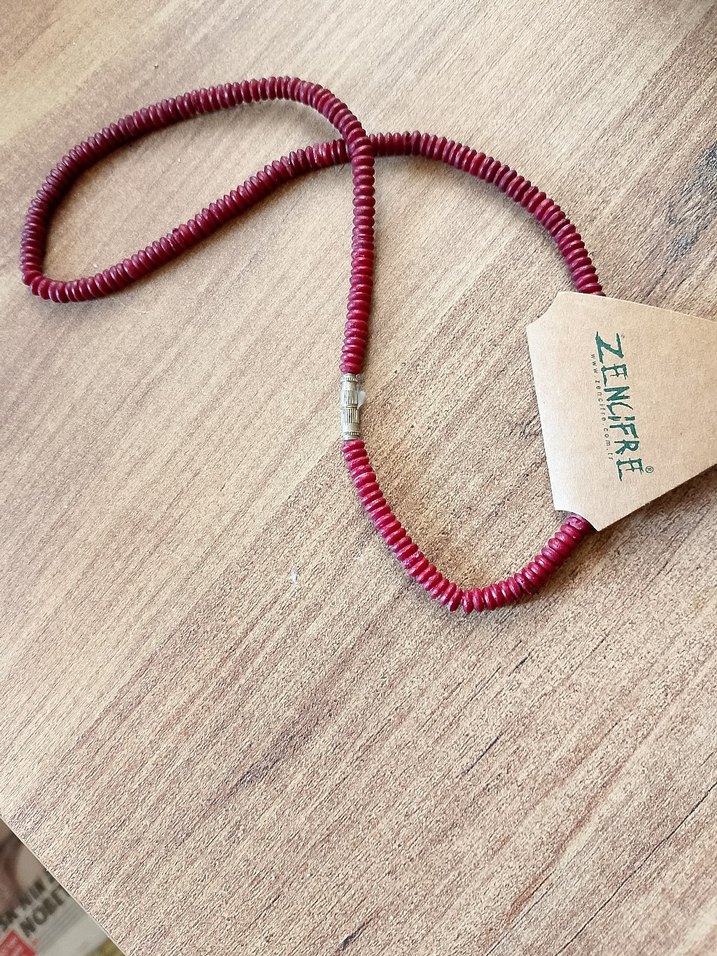 Bordo Boncuklu Bohem Kadın Kolye - Görsel 3