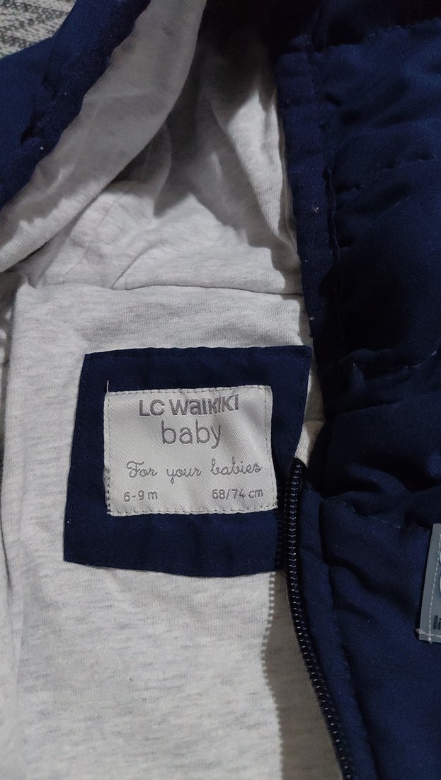 Koyu Mavi Kapüşonlu Fermuarlı Bebek Tulumu - Görsel 5