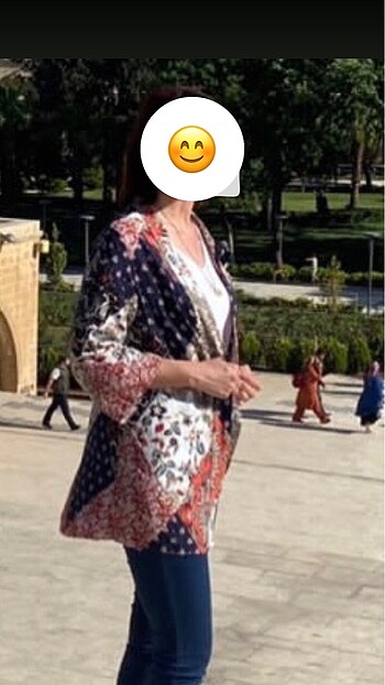 Kadın Armonika Lacivert Uzun Desenli Ceket