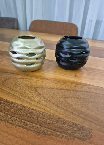 Siyah ve Gri Dekoratif mumluk Seti - Görsel 3