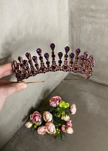 Mor Payetli Taç Kadın Saç Aksesuarı - Görsel 3