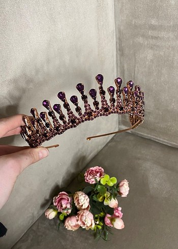 Mor Payetli Taç Kadın Saç Aksesuarı - Görsel 2