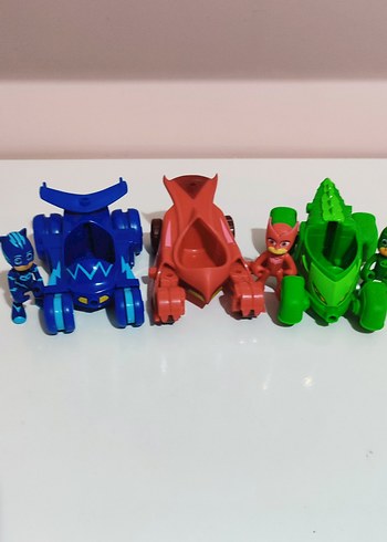 Beden Renk pijamaskeliler Pjmasks Renkli 3'lü Araçlı Figür Seti