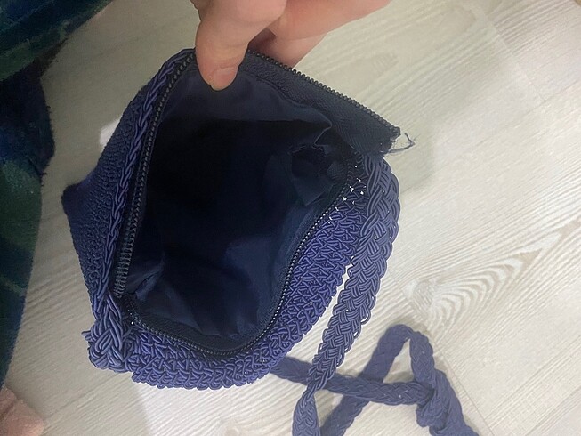  Beden mavi Renk Çapraz küçük örgü çanta