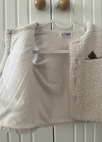 Düğmeli Kız Çocuk Beyaz Yelek - Görsel 4