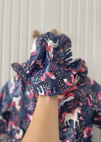 Kız Çocuk Çok Renkli Baskılı Yağmurluk - Görsel 5