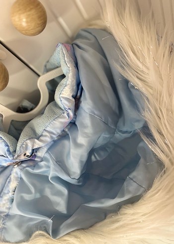 Peluş Detaylı Mavi Kız Çocuk Mont - Görsel 7