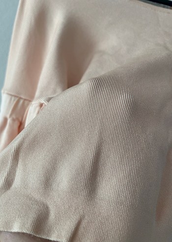 Bej Keten Kadın Bluz, Uzun Kollu, Fırfırlı - Görsel 2