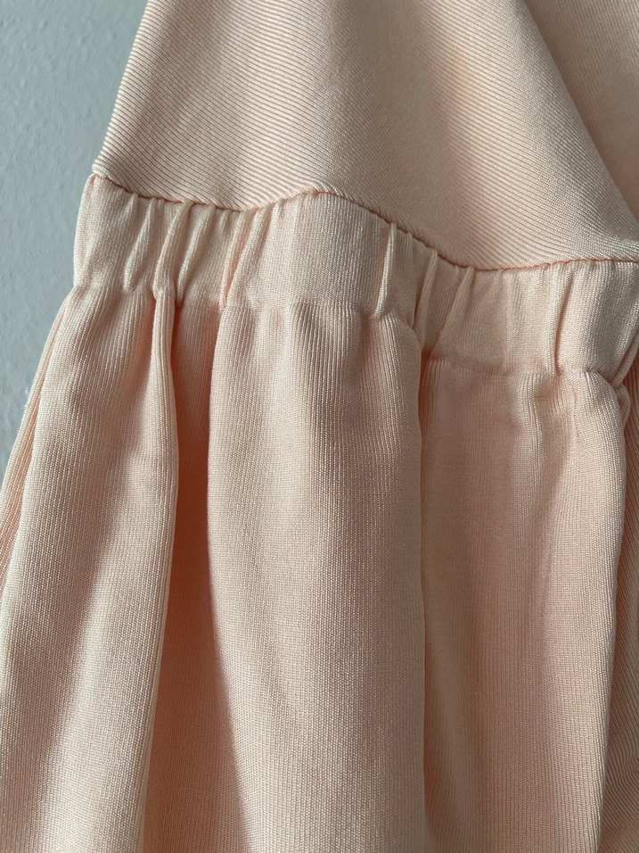 Bej Keten Kadın Bluz, Uzun Kollu, Fırfırlı - Görsel 3