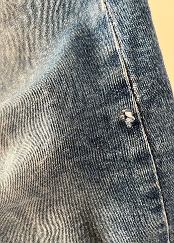 Kadın Mavi Bol Kesim Midi Kot Pantolon - Görsel 7