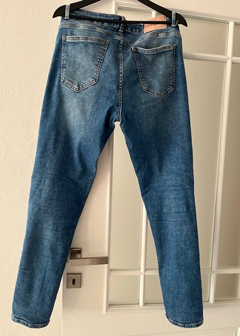 Kadın Mavi Bol Kesim Midi Kot Pantolon - Görsel 8