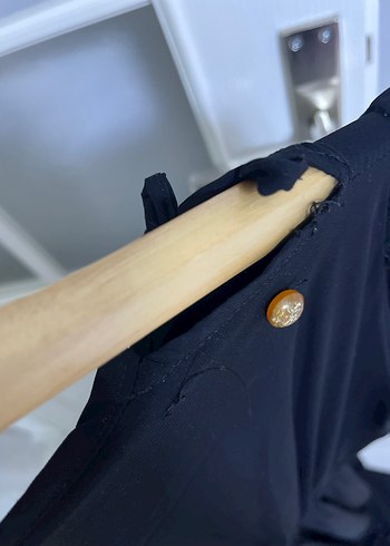 Drapeli Siyah Uzun Kollu Uzun Elbise - Görsel 5