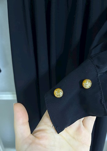 Drapeli Siyah Uzun Kollu Uzun Elbise - Görsel 4