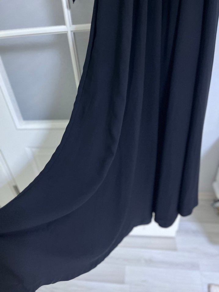 Drapeli Siyah Uzun Kollu Uzun Elbise - Görsel 2