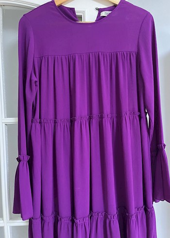 Mor Uzun Kollu Bol Kesim Hamile Tunik - Görsel 2