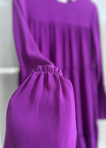 Mor Uzun Kollu Bol Kesim Hamile Tunik - Görsel 3