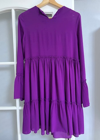 Mor Uzun Kollu Bol Kesim Hamile Tunik - Görsel 6