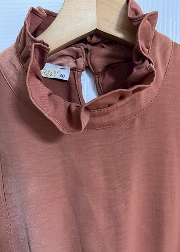 Kadın Kemerli Uzun Kahverengi Elbise - Görsel 6