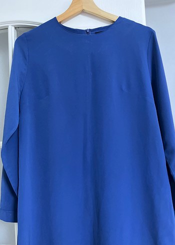 Mavi Uzun Kollu Midi Salaş Tunik - Görsel 2