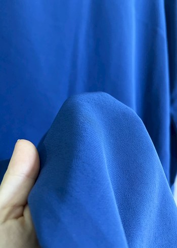 Mavi Uzun Kollu Midi Salaş Tunik - Görsel 3