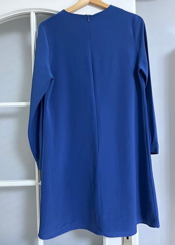 Mavi Uzun Kollu Midi Salaş Tunik - Görsel 5