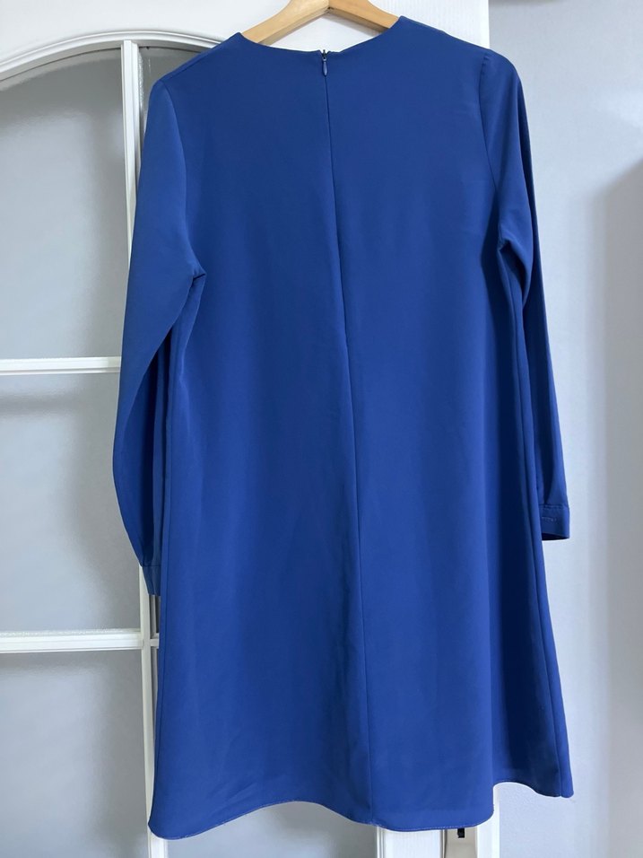 Mavi Uzun Kollu Midi Salaş Tunik - Görsel 5