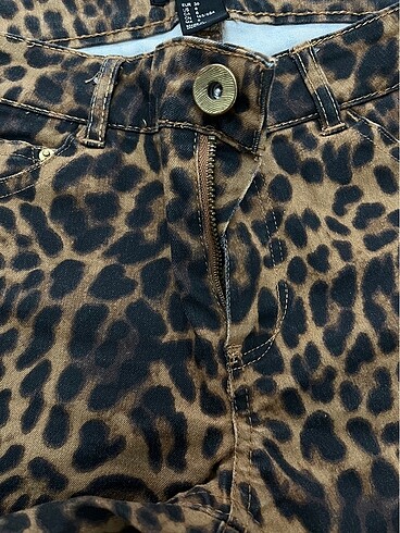 36 Beden kahverengi Renk Leopar pantolon