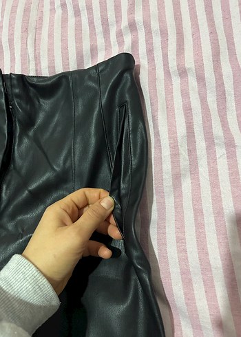 Zara Siyah Deri Cigarette Pantolon - Görsel 5