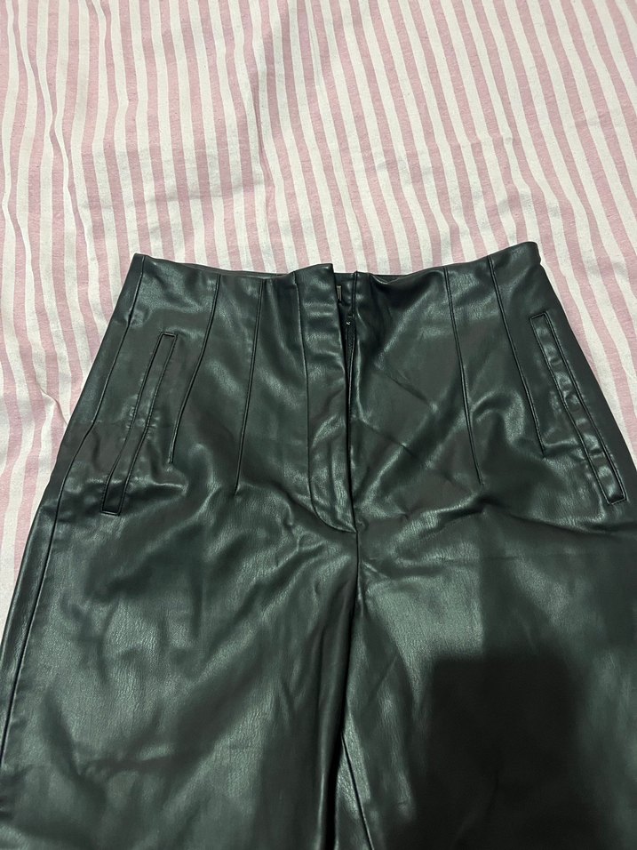 Zara Siyah Deri Cigarette Pantolon - Görsel 4