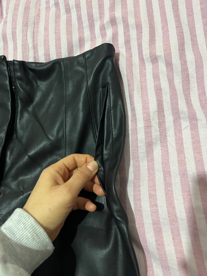 Zara Siyah Deri Cigarette Pantolon - Görsel 5