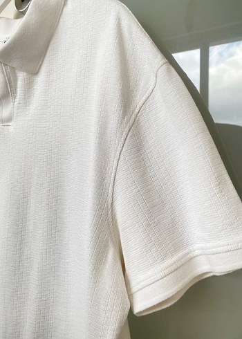 Zara Erkek Beyaz Polo Yaka Tişört - Görsel 2