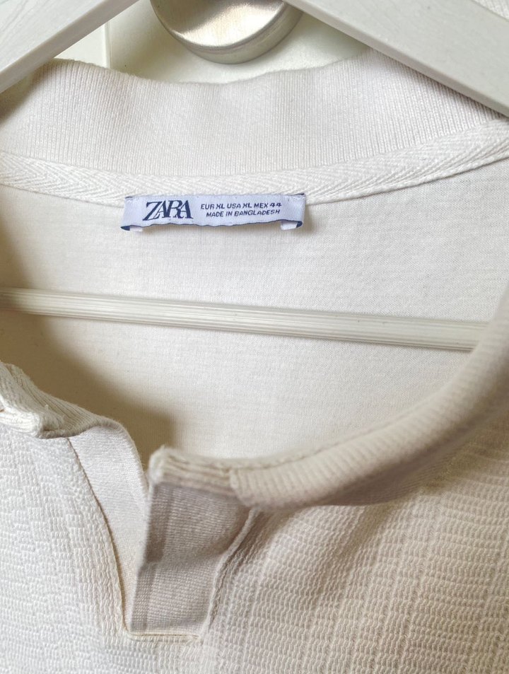 Zara Erkek Beyaz Polo Yaka Tişört - Görsel 3