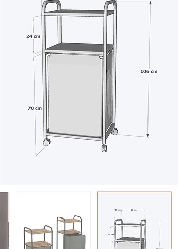 2Raflı Çamaşır Kirli Sepeti - Görsel 3