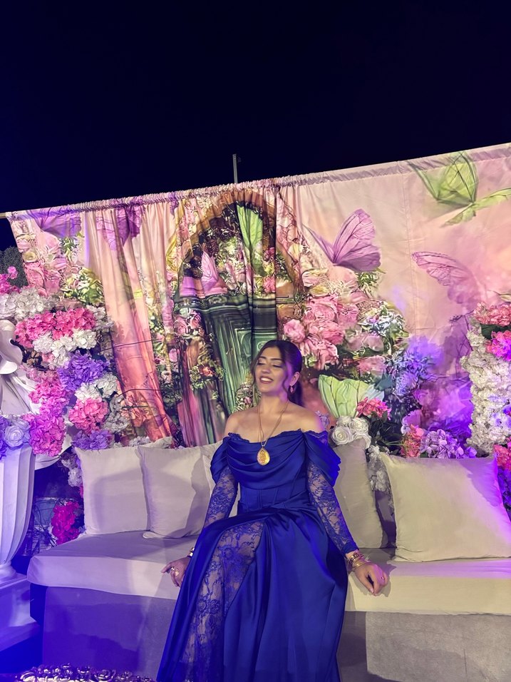 Straplez Mavi Uzun Bohem Kadın Abiye - Görsel 5