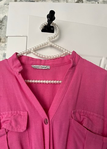 Pembe V Yaka Uzun Hamile Elbisesi - Görsel 5