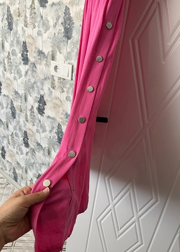 Pembe V Yaka Uzun Hamile Elbisesi - Görsel 4