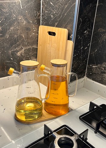 Ahşap Baharatlık ve Yağlık Seti kesme tahtası - Görsel 5