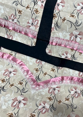 Pembe Çiçek Desenli Çift Kişilik Nevresim Takımı - Görsel 7