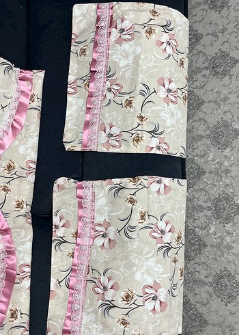 Pembe Çiçek Desenli Çift Kişilik Nevresim Takımı - Görsel 4