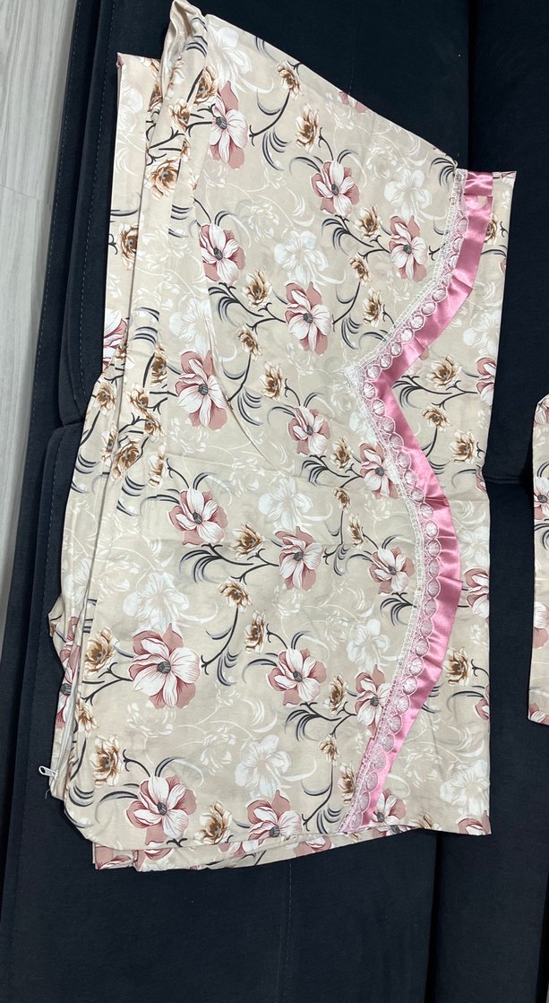 Pembe Çiçek Desenli Çift Kişilik Nevresim Takımı - Görsel 3