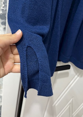 Kadın Mavi Uzun Kollu Midi Hırka - Görsel 3