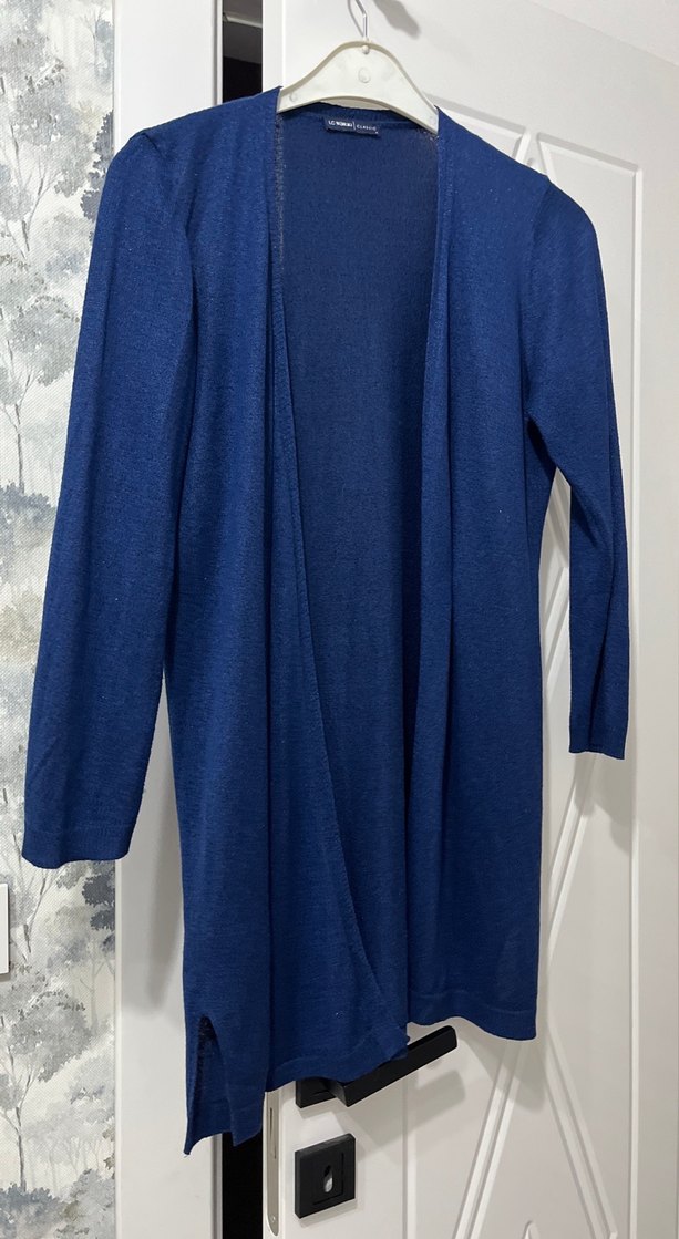 Kadın Mavi Uzun Kollu Midi Hırka - Görsel 5