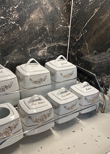 Beyaz Seramik Mutfak Baharat Takımı - Görsel 3