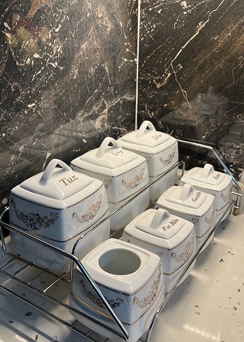 Beyaz Seramik Mutfak Baharat Takımı - Görsel 5