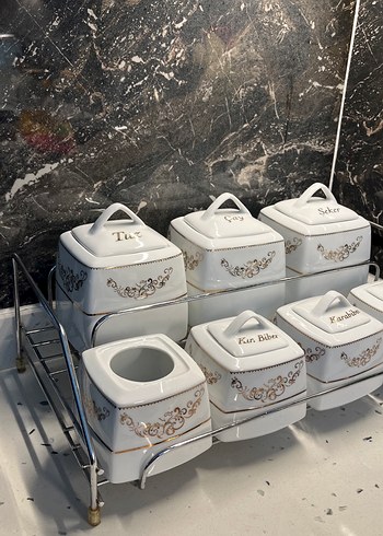 Beyaz Seramik Mutfak Baharat Takımı - Görsel 2