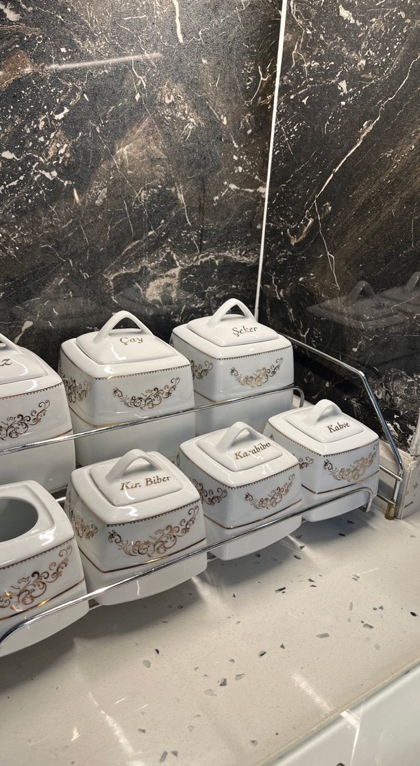 Beyaz Seramik Mutfak Baharat Takımı - Görsel 3