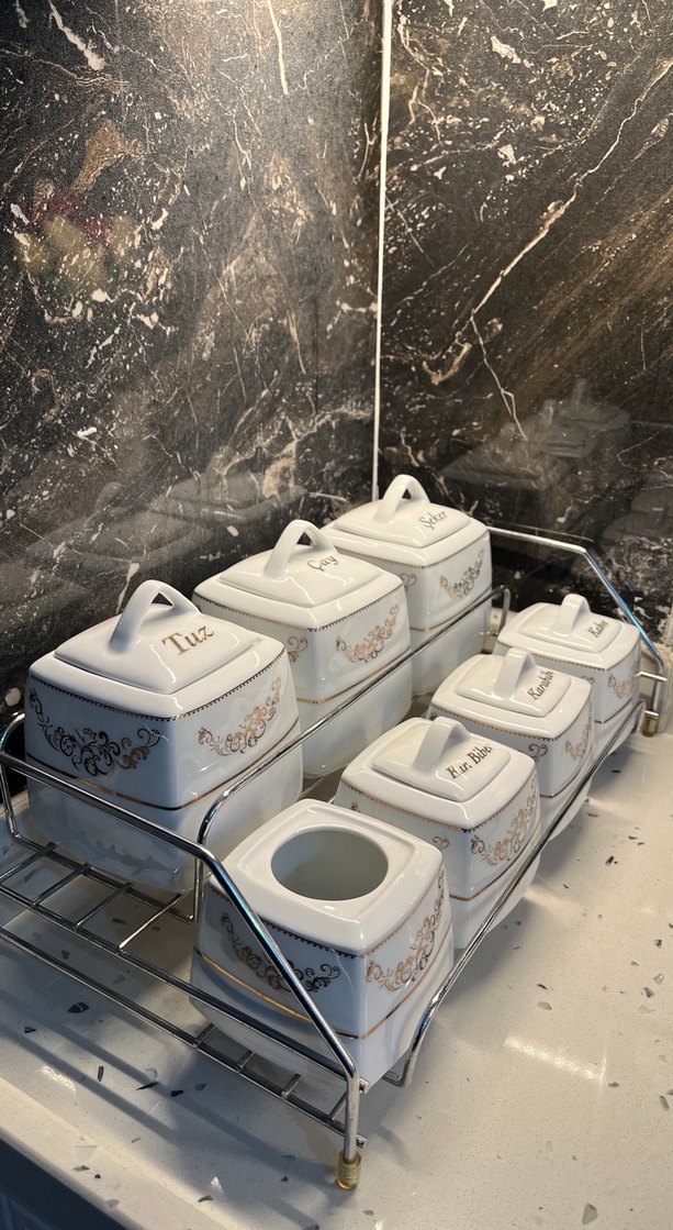 Beyaz Seramik Mutfak Baharat Takımı - Görsel 5